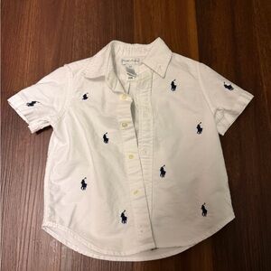 Polo by Ralph Lauren Kids White Shirt with Blue Embroidery
